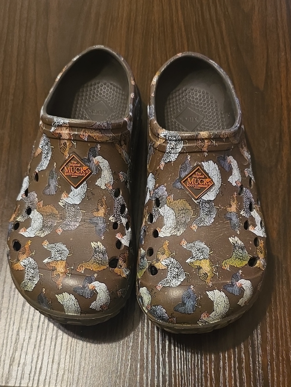 Muk Luks Brown Chicken-Print Slip-On Clogs